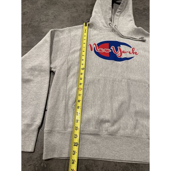 Vintage Men’s Champion Reverse Weave Hoodie Sweatshirt Medium Grey New York NY - Picture 5 of 8